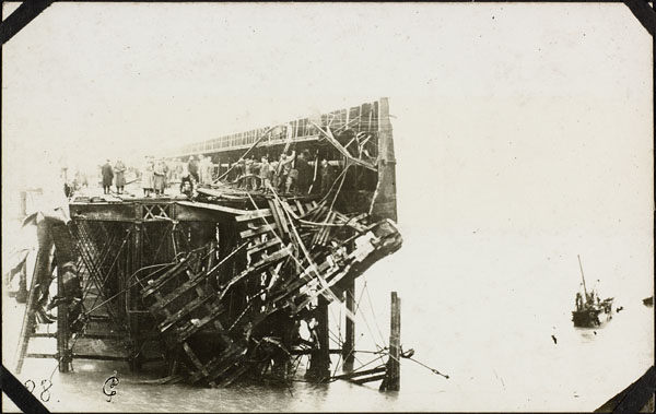 Wreckage of the Zeebrugge Mole, 1918