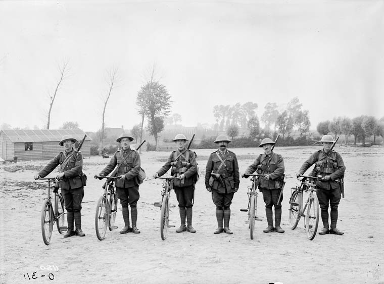Members of the Canadian Corps Cyclist Battalion near Ypres Members of the Canadian Corps Cyclist Battalion near Ypres