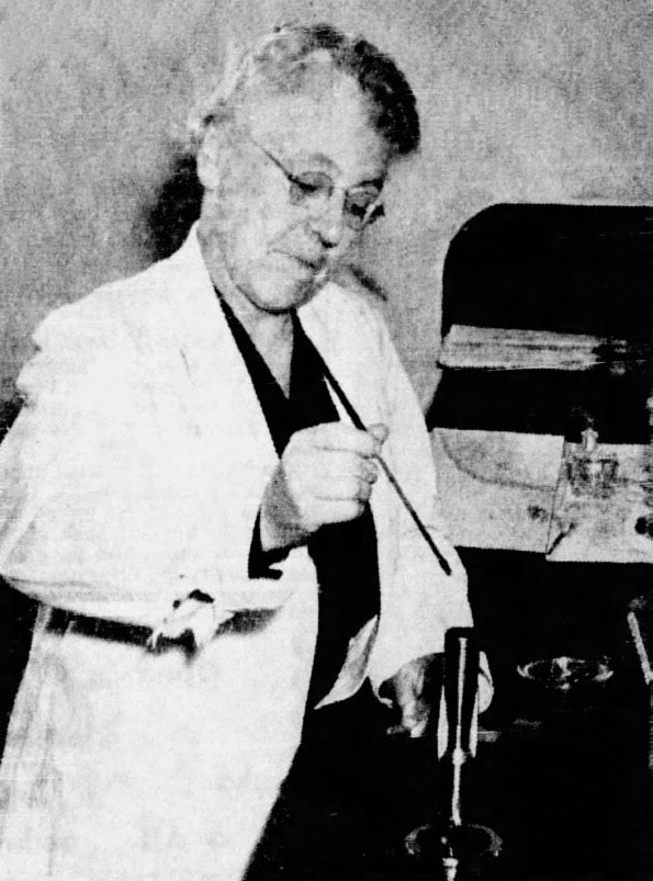 Picture of Frances Gertrude McGill working in a laboratory in Regina, Saskatchewan, 12 November 1942.