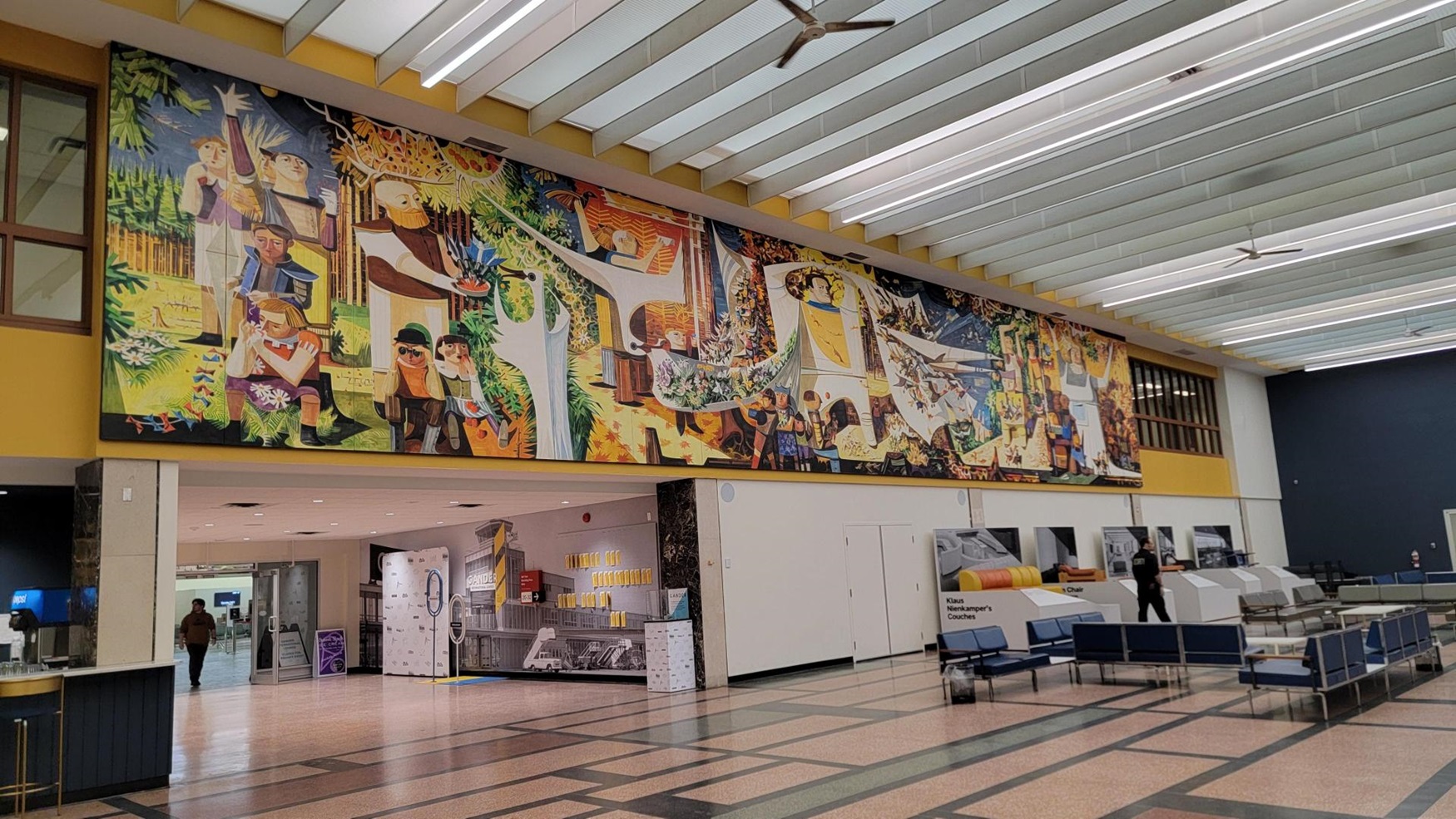 View of long mural.