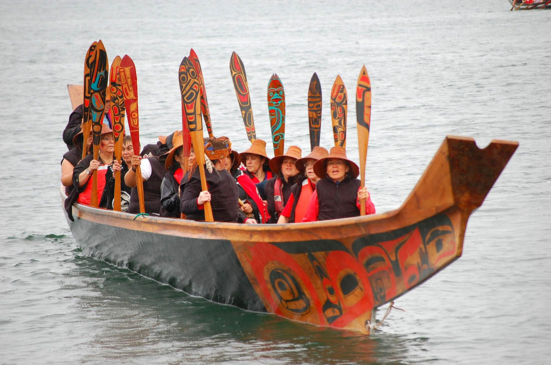 Haida Canoe Travelling from Haida Gwaii