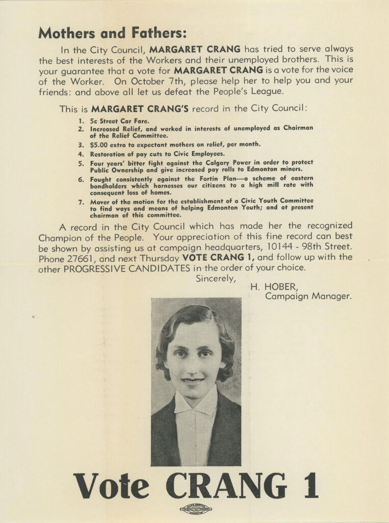 Margaret Crang Campaign Poster Margaret Crang Campaign Poster
