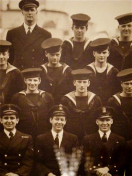 A photo of some the crew of HMCS Thorlock, taken in Ireland in May, 1945.