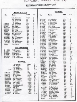 Liste des pertes datée du 21 février 1945.