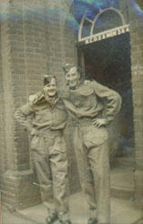 Carvil (right) and a friend overseas.