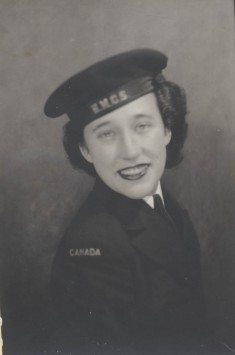 Jean Adams, member of the Women's Royal Canadian Naval Services ("the WRENS"), 1944.