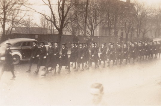 Olive's drill squad on Parade in St. John's, Newfoundland, Spring 1945.