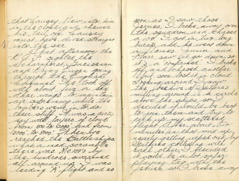 A few pages from Bill Ryckman's diary, which he kept during the war.