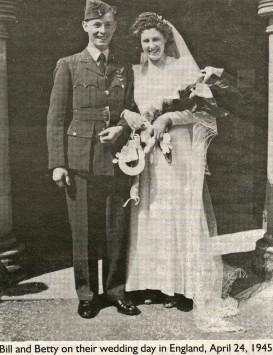 Bill and Betty Ryckman on their wedding day in England, April 24,1945.