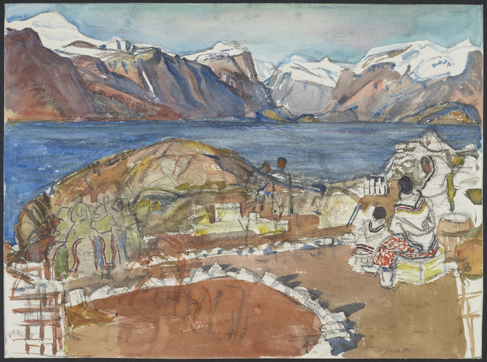Watercolour of Pangnirtung Watercolour of Pangnirtung