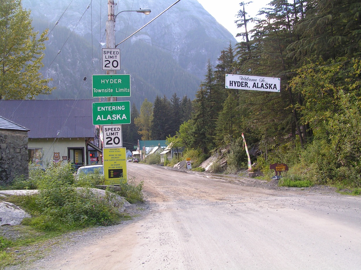 Road entrance to Alaska from Stewart, BC.