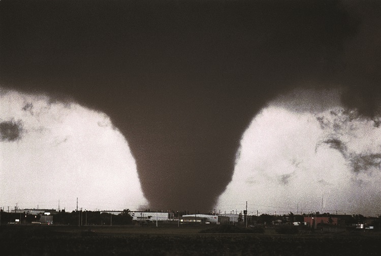 1987 Edmonton Tornado Black and White photograph of giant tornado.