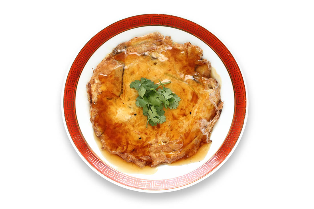Chinese omelet on a plate.