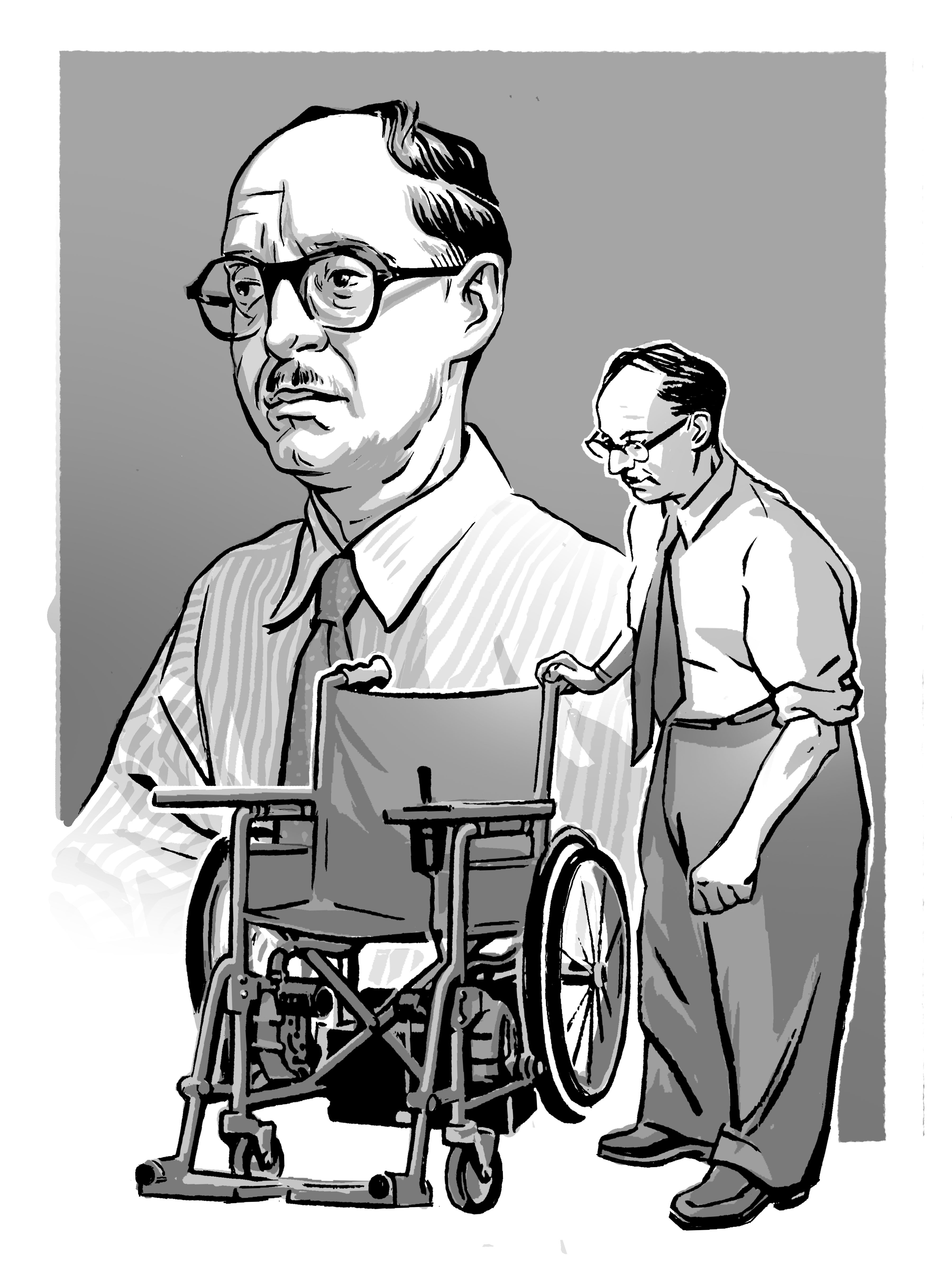 George Klein and electric wheelchair