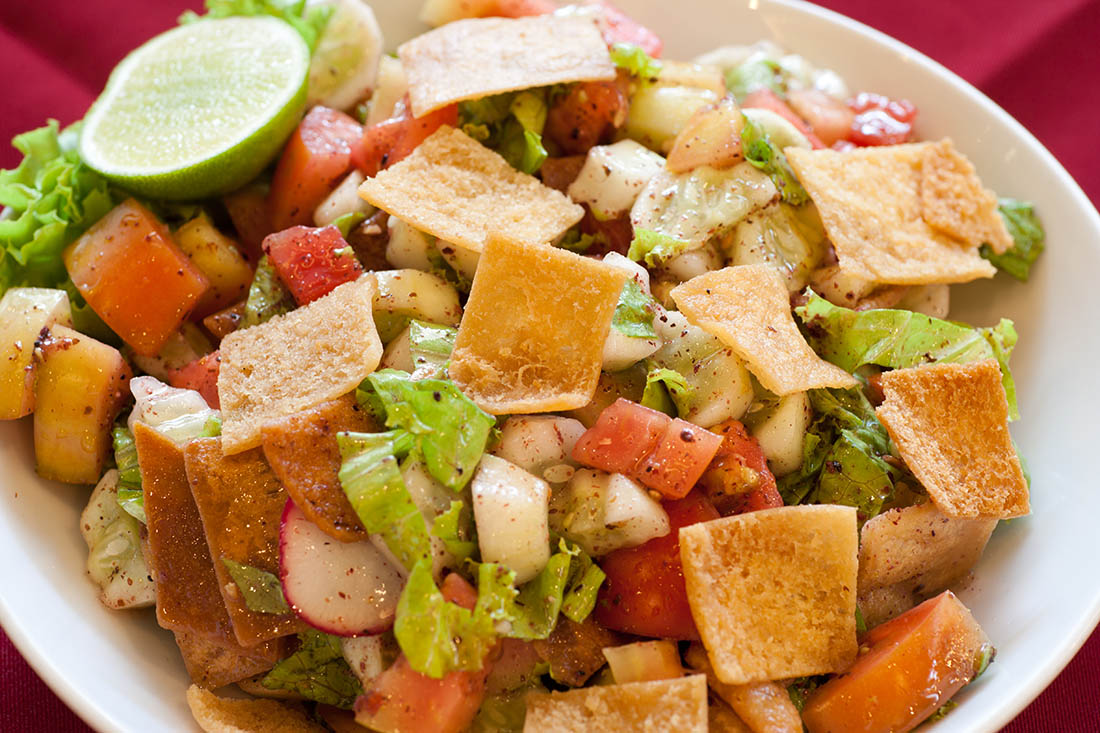 Fattoush Fattoush in a white plate