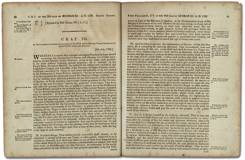 An Act to Prevent the further Introduction of Slaves and to limit the Term of Contracts for Servitude, July 9th, 1793. An Act to Prevent
the further Introduction of Slaves and to limit the Term of Contracts for Servitude, July 9th, 1793.