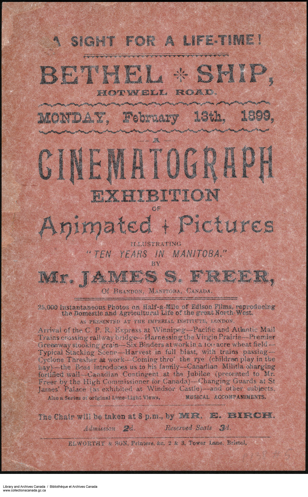 A flyer advertising James Freer’s Ten Years in Manitoba