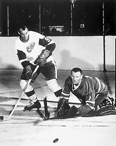 Gordie Howe and Johnny Bower