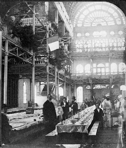  Interior of the Montreal Crystal Palace decorated for the St. Jean Baptiste Day, 1874 