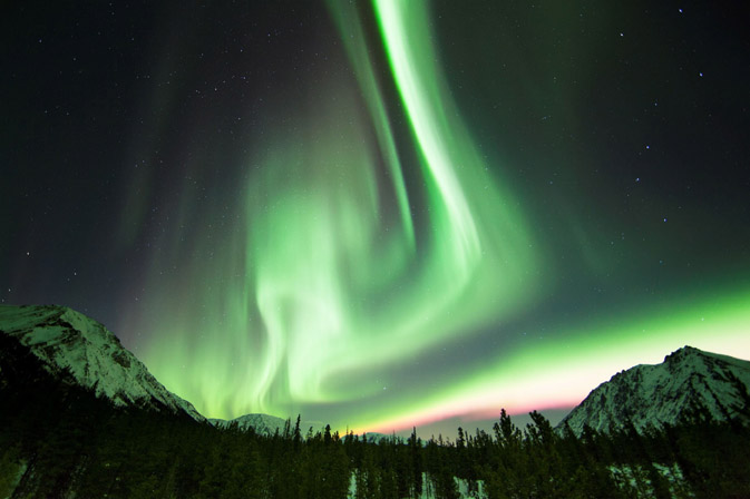 The aurora borealis in the Yukon Territory. The aurora borealis in the Yukon Territory.