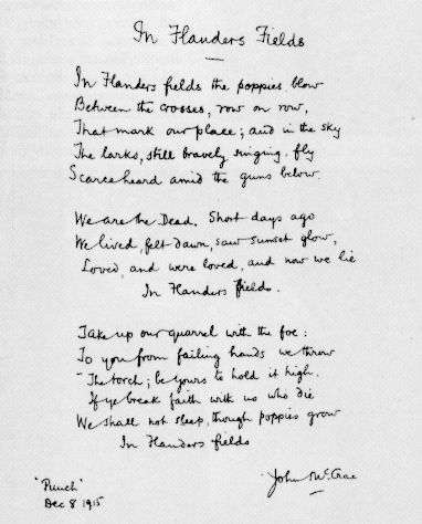 Manuscrit de In Flanders Fields