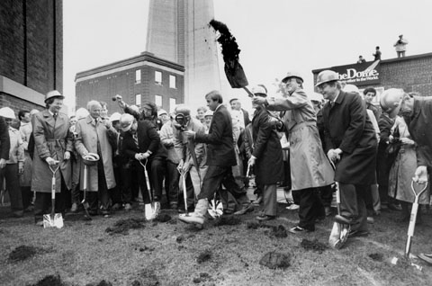 Sod-turning ceremony at the site of the SkyDome, c 1986
