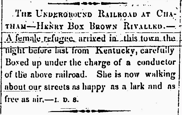 Clipping from The Provincial Freeman Newspaper, ca. 1850's