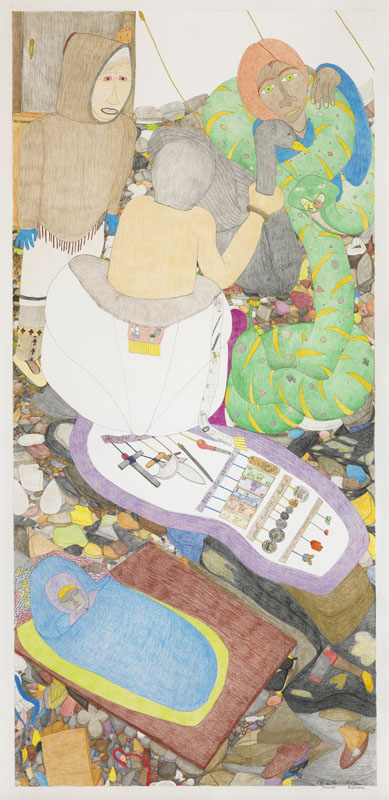 Shuvinai Ashoona, Untitled (Eden), 2008, coloured pencil, black felt pen, and graphite on wove paper, 237 x 116.5 cm. Shuvinai
Ashoona, Untitled (Eden), 2008, coloured pencil, black felt pen, and graphite on wove paper, 237 x 116.5 cm.