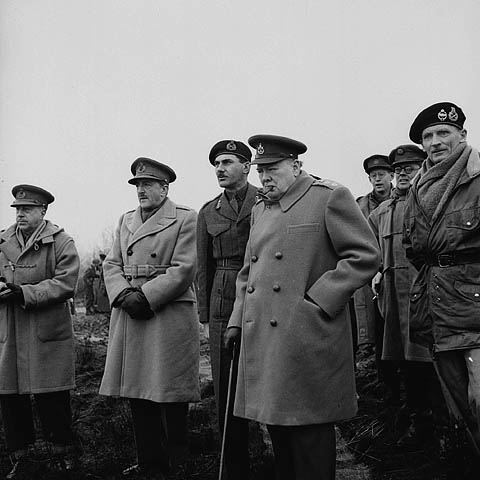 Winston Churchill and Senior Officers at Rhine River