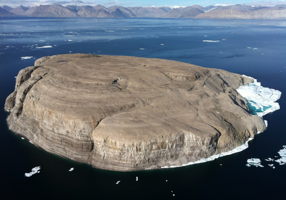 Hans Island as seen from the air.