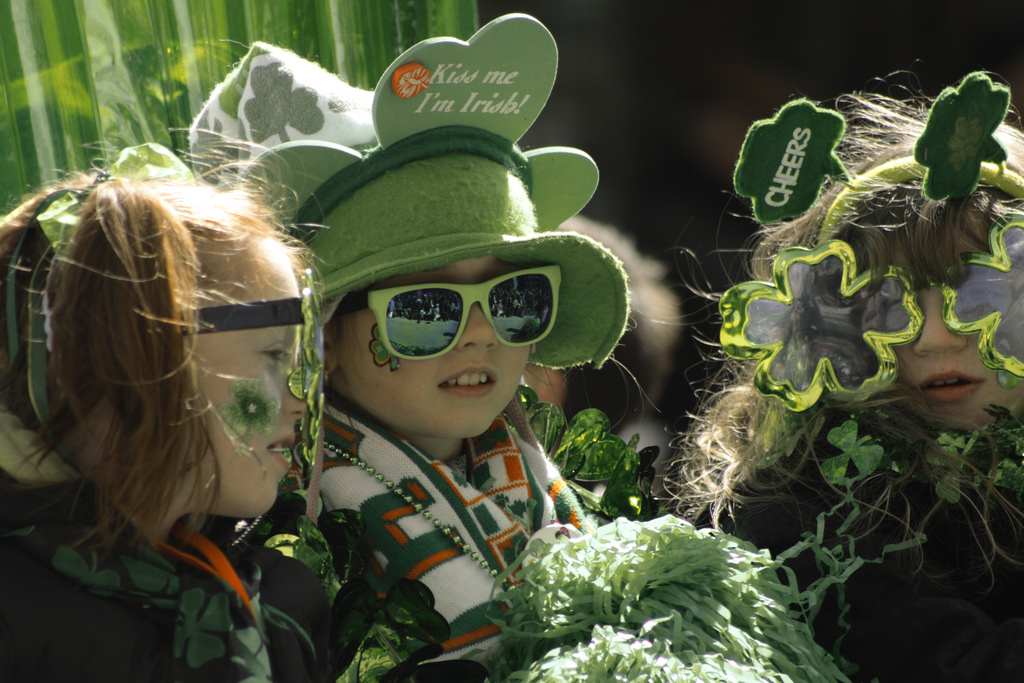 Children participating in the St. Patrick's Day Parade in Montreal, QC Children participating in the St. Patrick's Day Parade in Montreal, QC