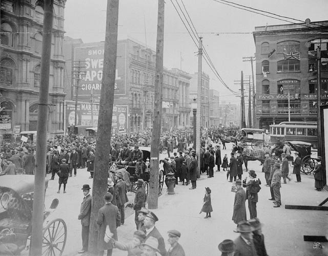 Anti-conscription rally in Montreal, 1917. Anti-conscription rally in Montreal, 1917.