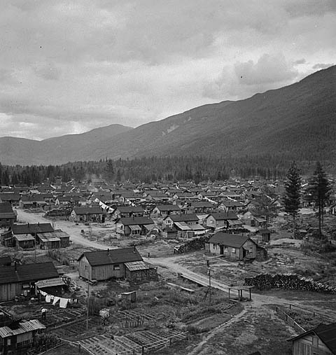 An internment camp for Japanese Canadians in British Columbia, 1945.