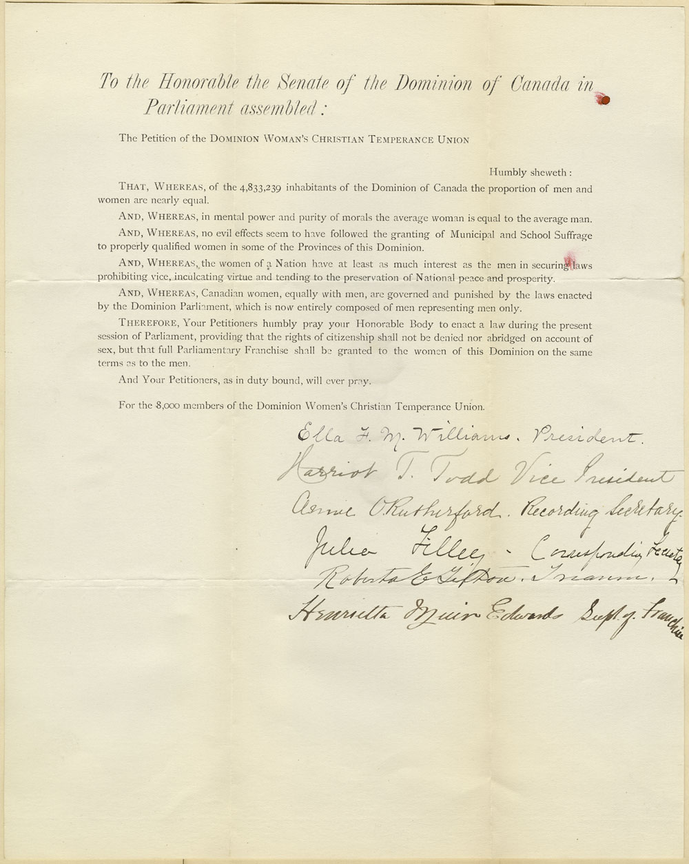 Suffrage Petition to the Senate