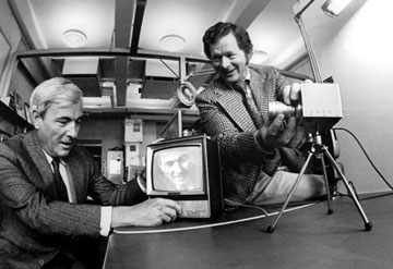 Willard Boyle (left) and George Smith (right)  at Bells Labs, c. 1974.