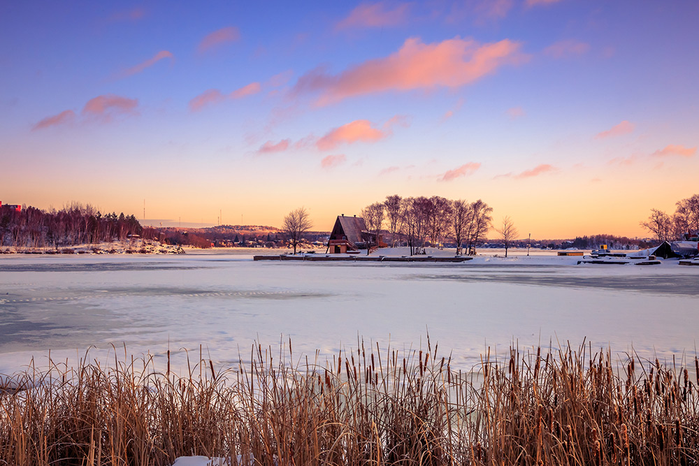 Winter sunrise on Ramsey Lake, Sudbury, Ontario