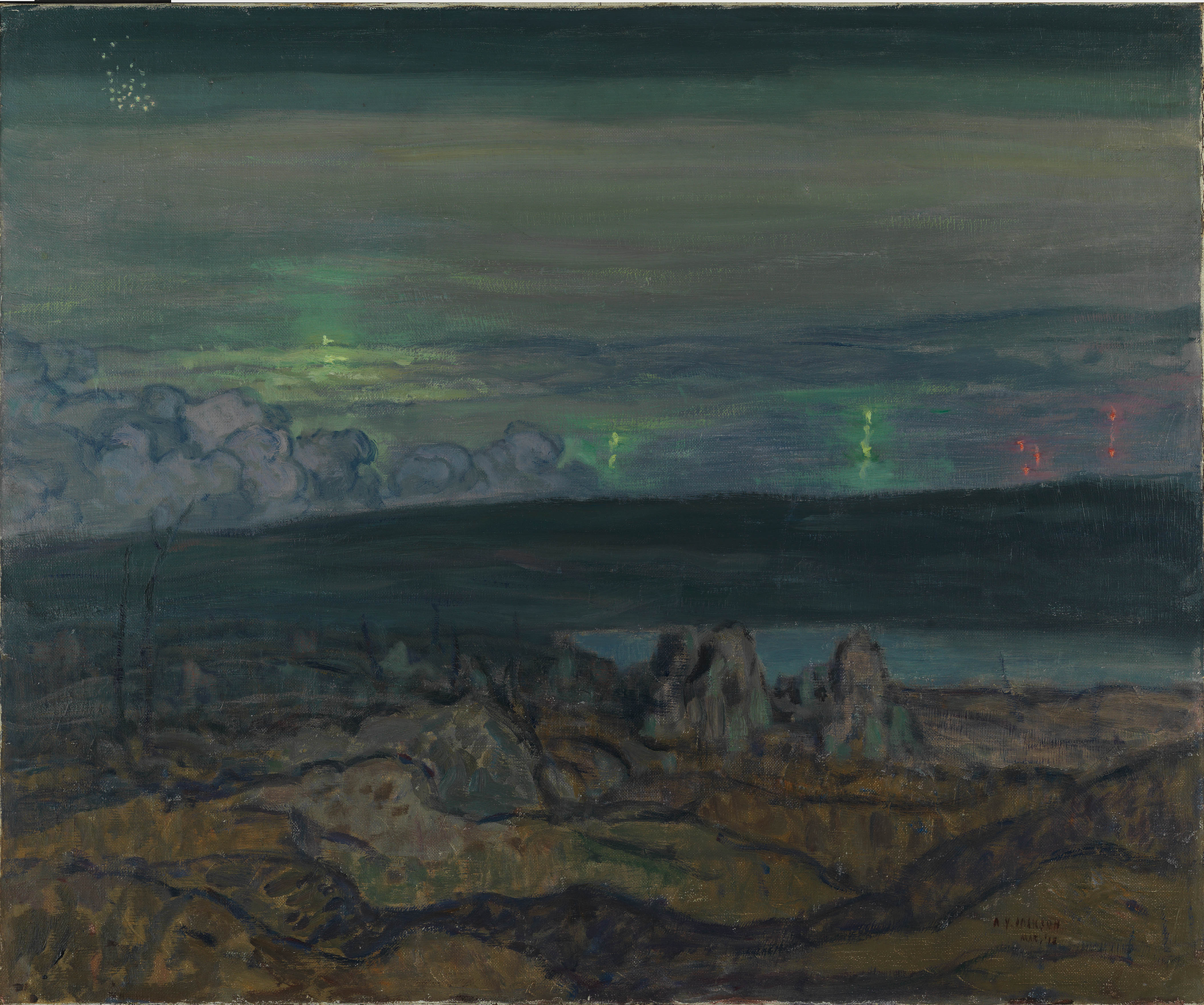 A.Y. Jackson, Attaque au gaz, Liévin, 1918 A.Y. Jackson, Attaque au gaz, Liévin, 1918