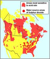 Pluies acides, carte des zones touchées par 