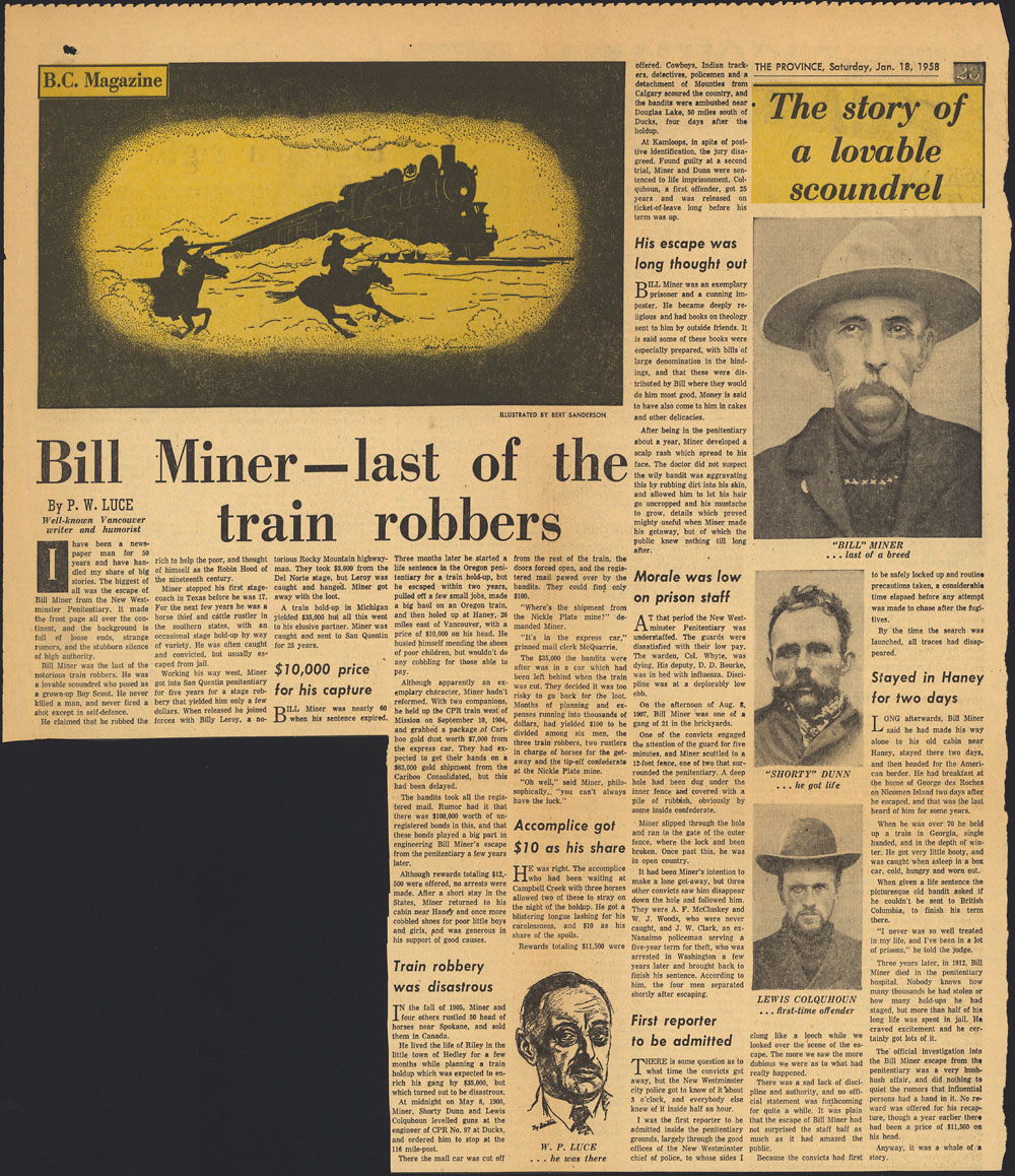 “Bill Miner — last of the train robbers.”