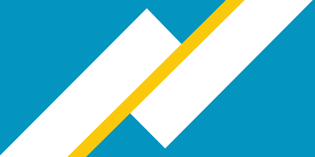Drapeau franco-yukonnais Le drapeau a cinq bandes diagonales. Allant de la gauche vers la droite, les bandes sont de couleur bleue, blanche, jeune, blanche et bleue.