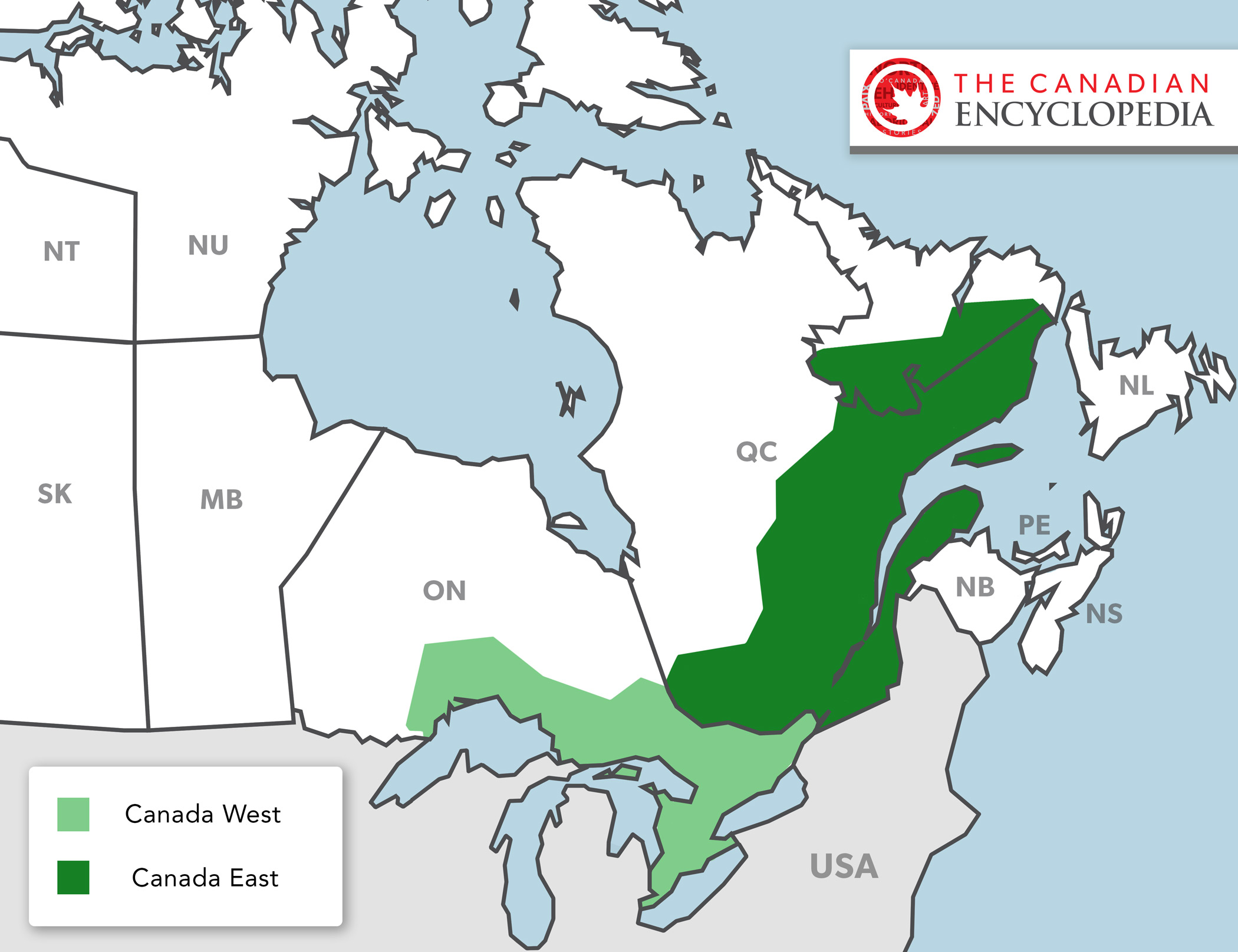 Map Canada West East 