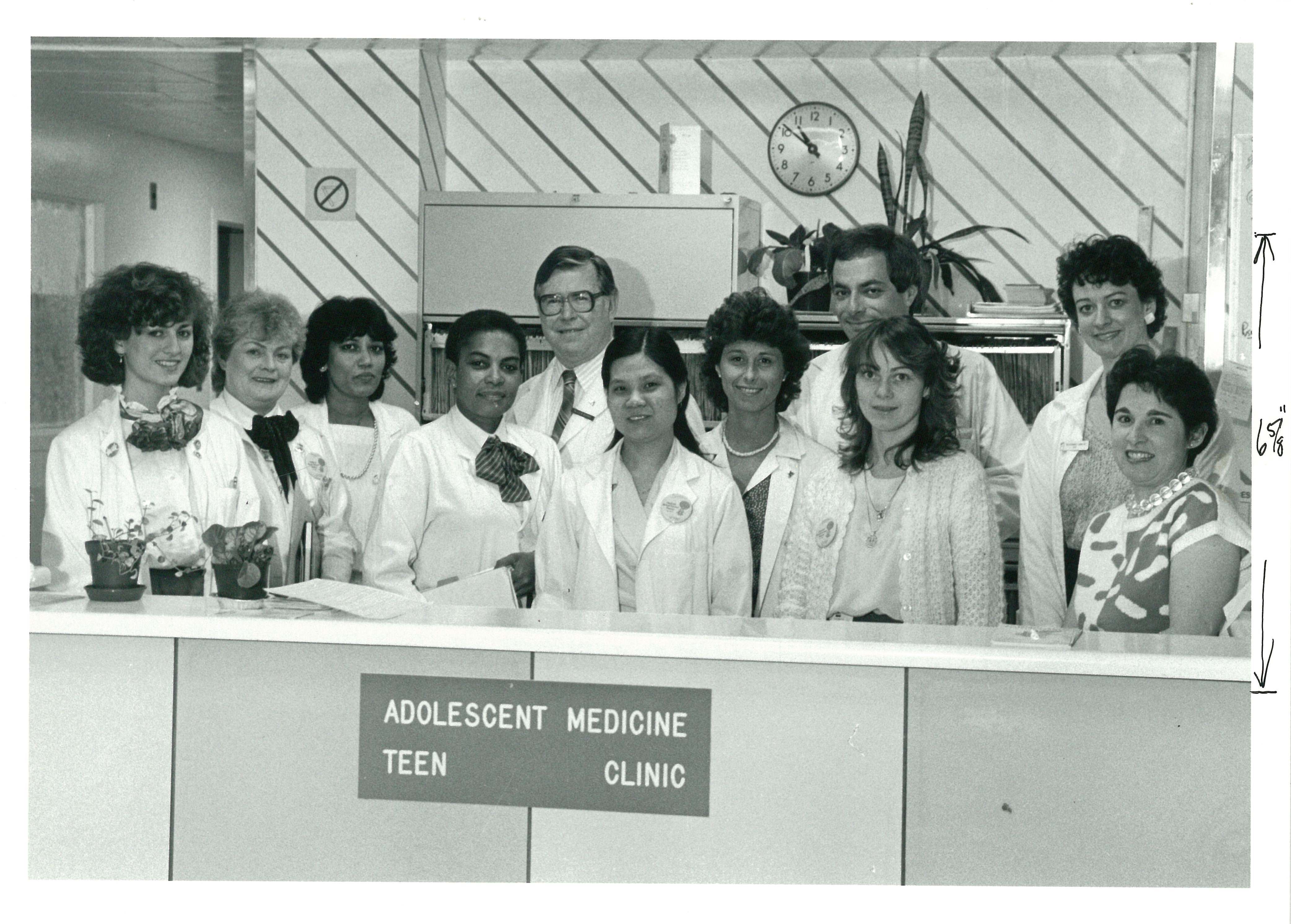 Dr. Miriam Rossi Staff photo at the “Teen Clinic” in Adolescent Medicine, c. 1985.