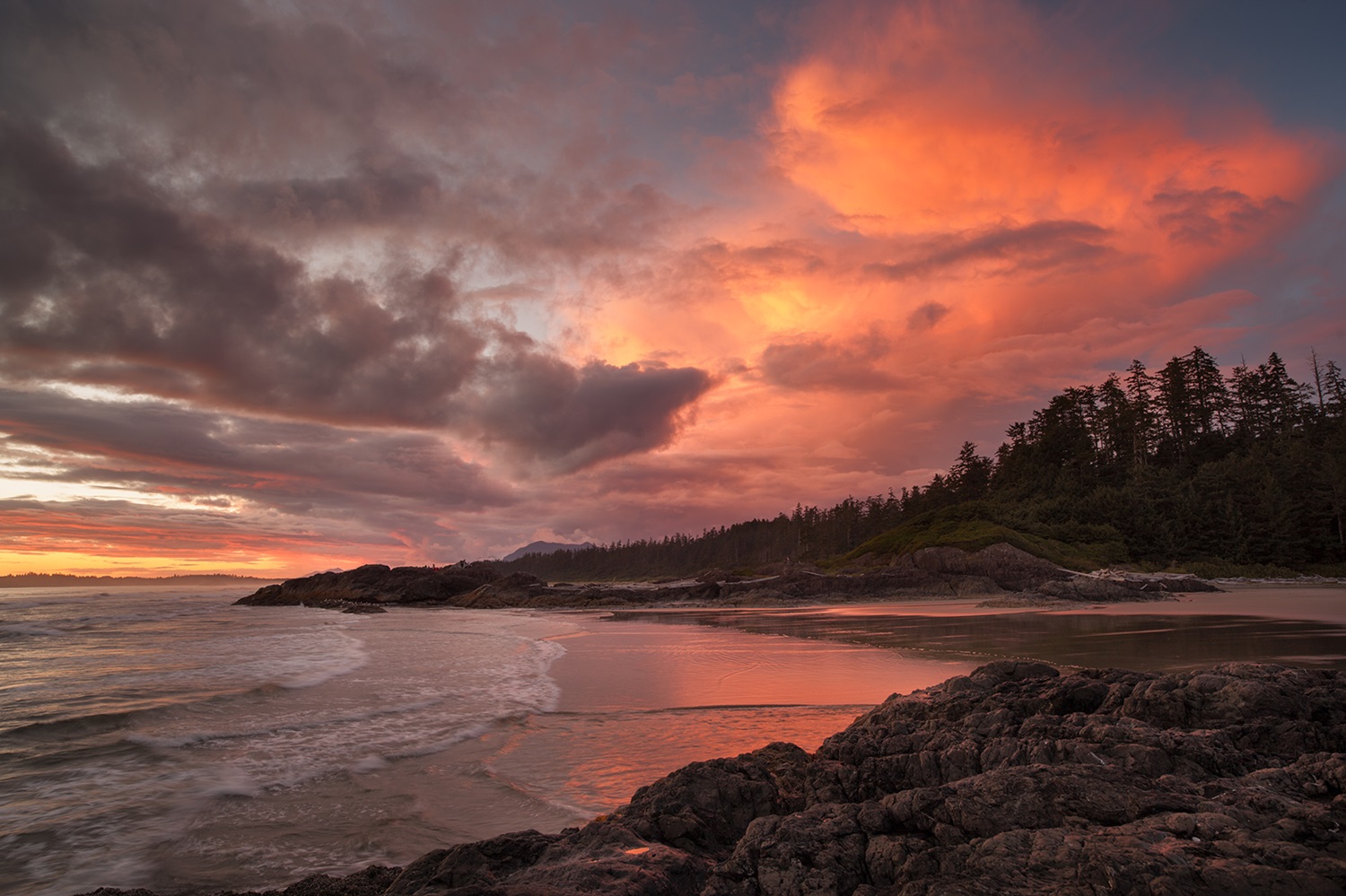 Long Beach at Pacific Rim National Park Reserve Beach at sunset.