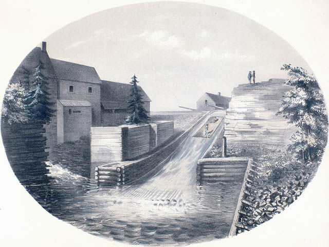 Image depicting timber slide in Hull, c. 1855.