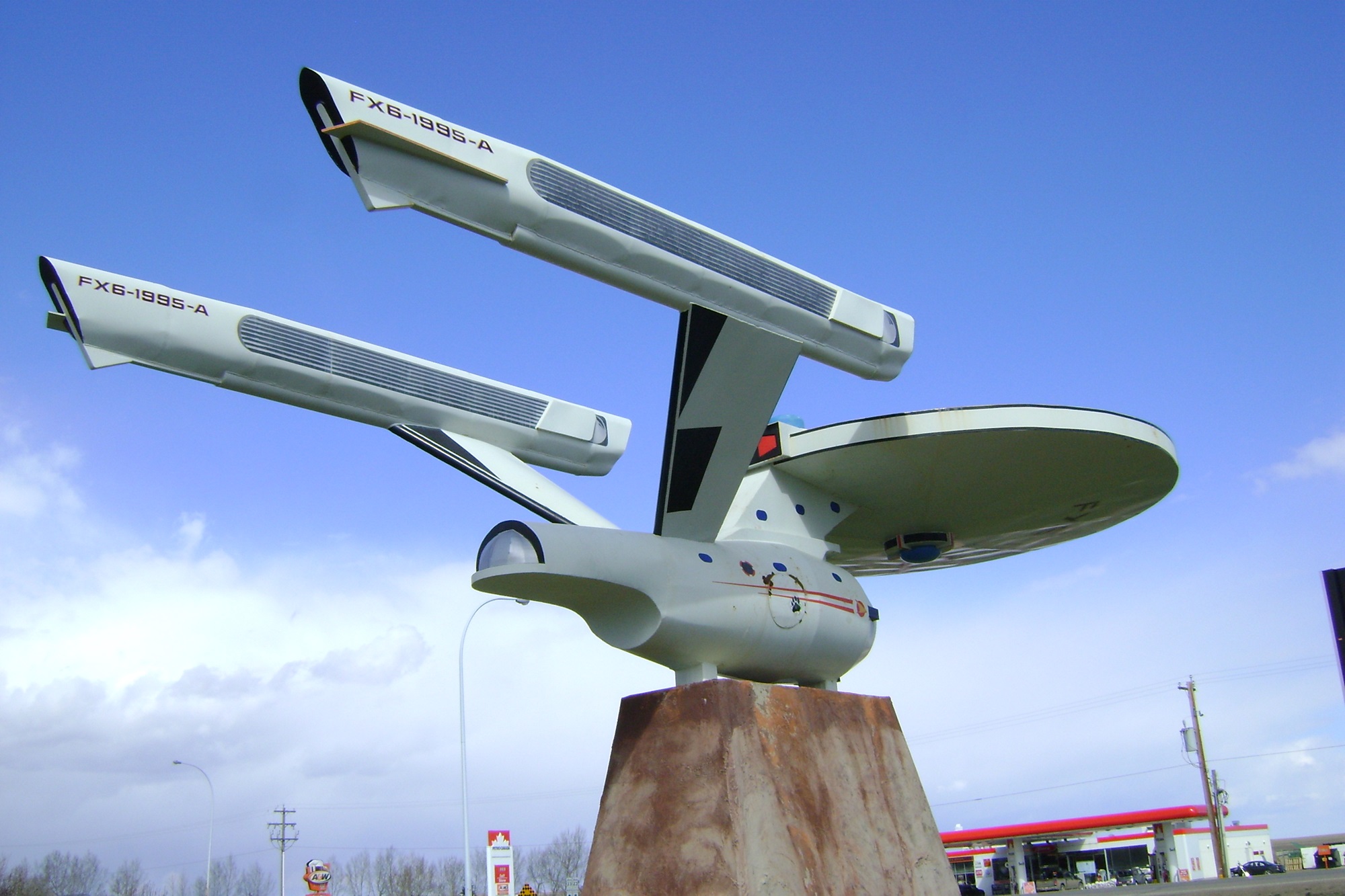 Replica of Star Trek Starship in Vulcan, Alberta Starship replica of the famous Starship USS Enterprise from the Star Trek TV shows and movies.